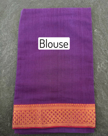 Handwoven Mangalgiri Cotton Saree | Purple | Gold Zari | Ships from California